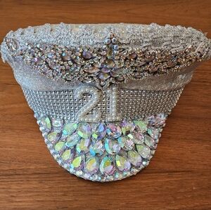Captain Hat "21" Iridescent Bling NEW